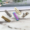 Image de Étiquettes en Alliage de Zinc Rectangle " Handmade " Accessoires pour Sacs 36mm x 10mm  35mm x 12mm, 5 Kits （ 2 Pcs/Kit)
