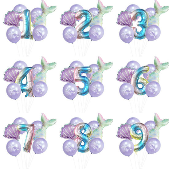 Image de Feuille d'aluminium et numéro de Latex sirène coquille ballon dégradé de couleur décorations de fête d'anniversaire