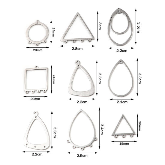 Immagine di Acciaio Inossidabile Connettore Geometrica Tono Argento Filigrana 5 Pz