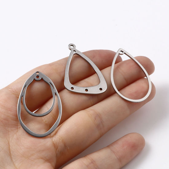 Immagine di Acciaio Inossidabile Connettore Geometrica Tono Argento Filigrana 5 Pz