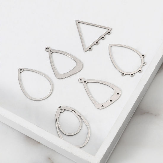 Immagine di Acciaio Inossidabile Connettore Geometrica Tono Argento Filigrana 5 Pz