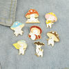 Picture of Pin Brooches Mushroom Cat Multicolor Enamel 1 Piece