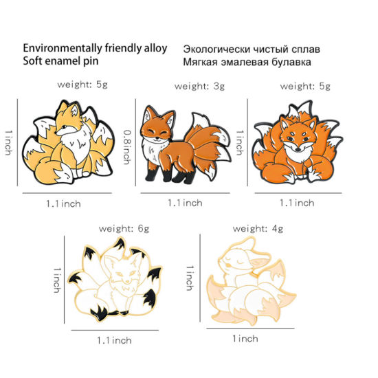 Picture of Pin Brooches Fox Animal Multicolor Enamel 1 Piece