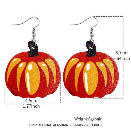 Picture of PU Leather Halloween Earrings Multicolor Drop 1 Pair