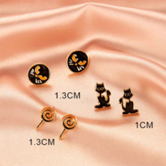 Picture of Halloween Ear Post Stud Earrings Mixed Color 1 Set ( 3 Pairs/Set)