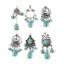 Picture of Zinc Based Alloy & Resin Boho Chic Bohemia Pendants Irregular Antique Silver Color Green Blue 5 PCs