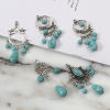 Изображение Цинковый Сплав(Без Кадмия) + Смола Богемный стиль Подвески Бесформенный Античное Серебро Сине-зеленые 5 ШТ