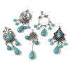 Изображение Цинковый Сплав(Без Кадмия) + Смола Богемный стиль Подвески Бесформенный Античное Серебро Сине-зеленые 5 ШТ