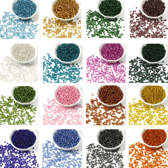 Picture of Glass Seed Beads Cylinder Multicolor Silver Lined 3mm x 2mm, Hole: Approx 1mm, 1 Packet ( 18000 PCs/Packet)