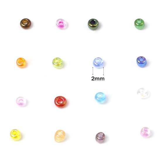 Picture of Glass Seed Beads Round Multicolor AB Rainbow Color About 2mm Dia., Hole: Approx 0.7mm, 1 Packet ( 44000 PCs/Packet)