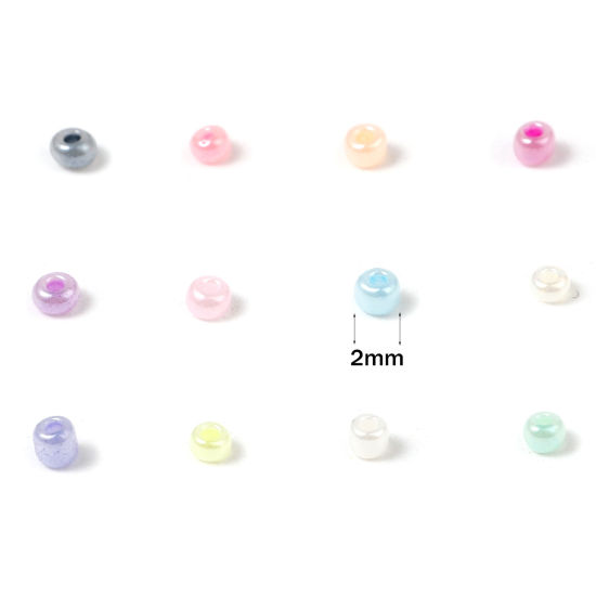 Picture of Glass Cream Seed Beads Round Multicolor About 2mm Dia., Hole: Approx 0.7mm, 1 Packet ( 28000 PCs/Packet)