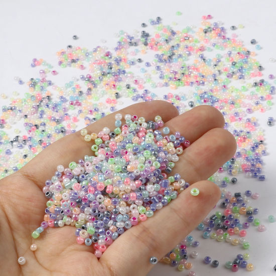 Picture of Glass Cream Seed Beads Round Multicolor About 2mm Dia., Hole: Approx 0.7mm, 1 Packet ( 28000 PCs/Packet)