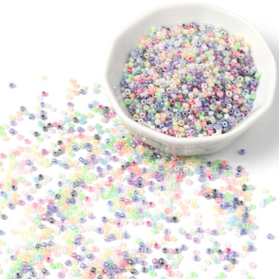 Picture of Glass Cream Seed Beads Round Multicolor About 2mm Dia., Hole: Approx 0.7mm, 1 Packet ( 28000 PCs/Packet)