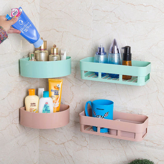 Picture of ABS Wall-Mounted Self-adhesive Detachable Drainable Bathroom Storage Rack