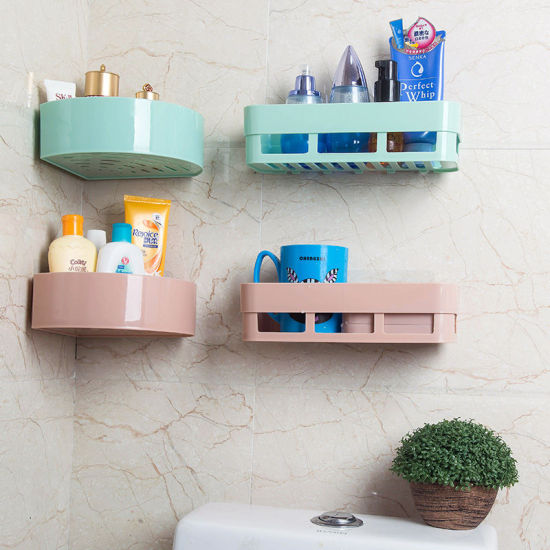 Picture of ABS Wall-Mounted Self-adhesive Detachable Drainable Bathroom Storage Rack