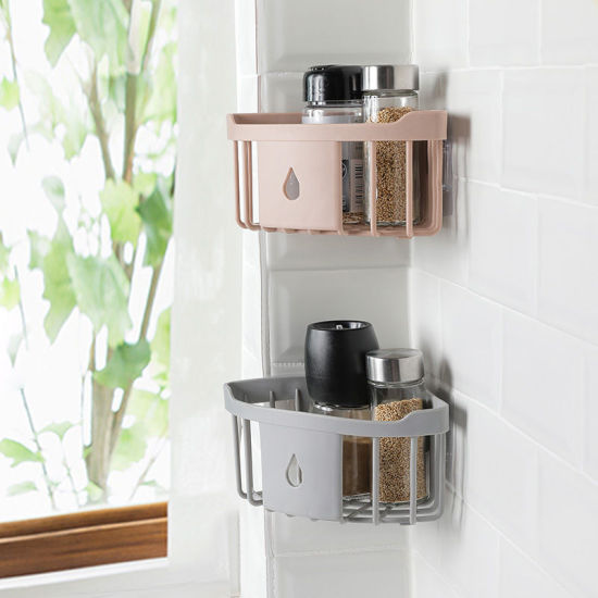Изображение ABS Wall-Mounted Self-adhesive Detachable Drainable Triangle Bathroom Corner Storage Rack