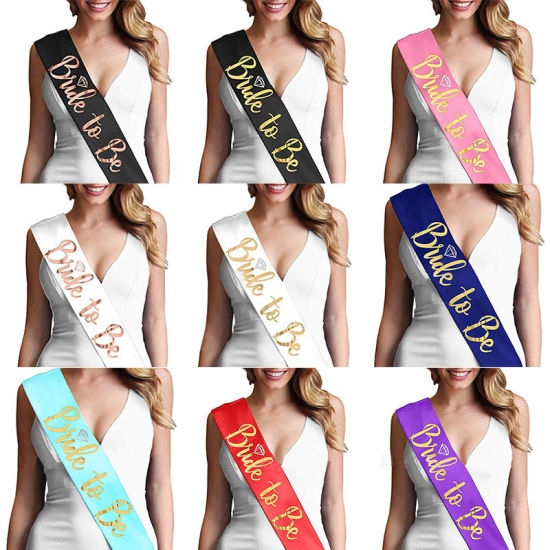 Изображение Bridal Veils Sash Tattoo Stickers Badge Pin Message " Bride To Be " Party Favors Props