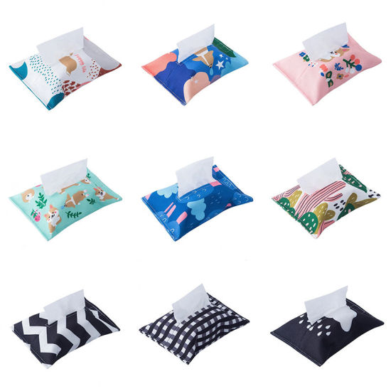 Изображение Cotton & Linen Rectangular Tissue Box Cover Holder For Car Bedroom
