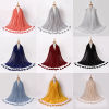 Изображение Chiffon Women's Hijab Scarf Solid Color Flower Tassel Imitation Pearls