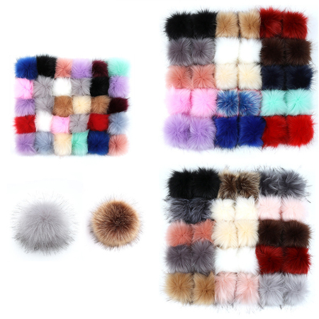 Artificial Fiber Verdeckter Knopf Gummiband Pom Pom Balls Multicolor Ball Faux Fox Fur 8cm Dia., 6 PCs
