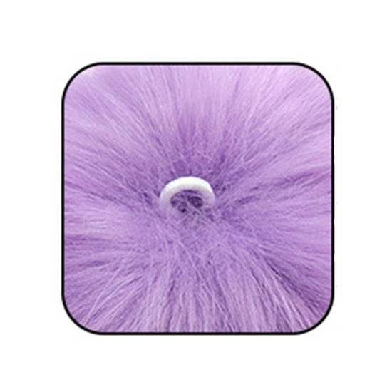 Image de Pompon en Fibre Artificielle Multicolore Balle Fausse Fourrure de Renard Avec élastique Bouton Caché 8cm Dia., 6 Pcs
