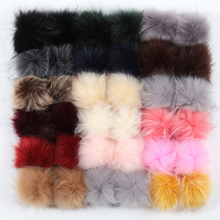 Artificial Fiber Knopf Gummiband Pom Pom Balls Mixed Color Ball Faux Fox Fur 10cm Dia., 1 Packet ( 12PCs/Packet)
