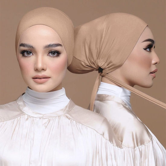 Picture of Modal Adjustable Elastic Turban Hat Tie Back Solid Color
