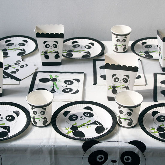 Изображение Panda Theme Paper Disposable Tableware Birthday Party Decorations