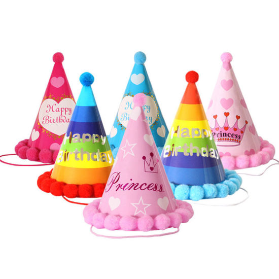 Image de Pom Pom Ball Chapeau De Papier Chapeau Accessoires D'anniversaire Décorations De Fête