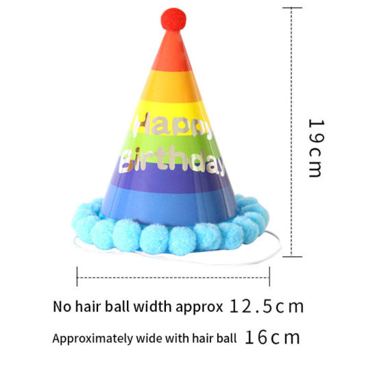 Picture of Pom Pom Ball Paper Cap Hat Birthday Props Party Decorations