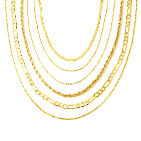 Latón Collares Cadenas 18K Oro Real Chapado 1 Unidad