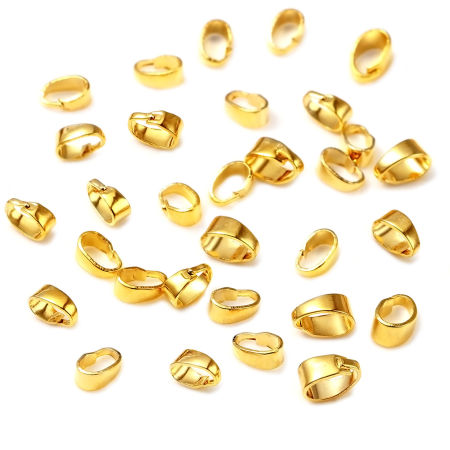 Brass Pendant Pinch Bails Clasps 18K Real Gold Plated 20 PCs