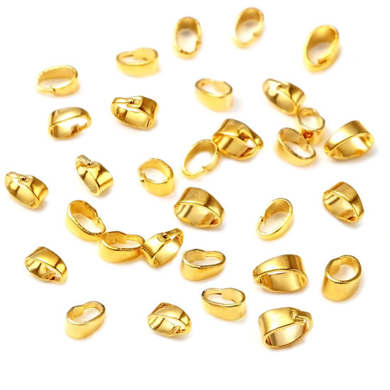 Picture of Brass Pendant Pinch Bails Clasps 18K Real Gold Plated 20 PCs