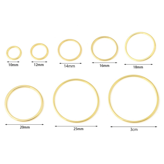 Изображение 10 ШТ Латунь Соединители Подвески Подвески 18K настоящее золото с покрытием Кольцо