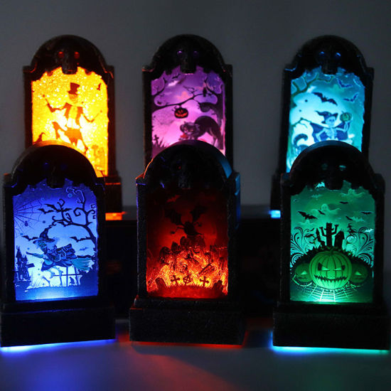 Image de LED lumière en plastique pierre tombale Halloween ornements décorations accessoires de fête