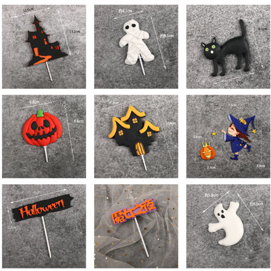 Picture of Halloween Polymer Clay Cake Picks Decorations Party Props