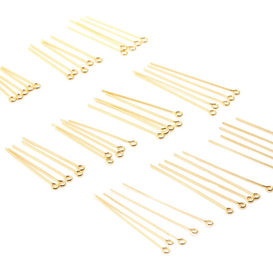 Picture of Brass Eye Pins 18K Real Gold Plated 50 PCs