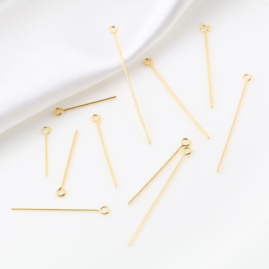 Picture of Brass Eye Pins 18K Real Gold Plated 50 PCs