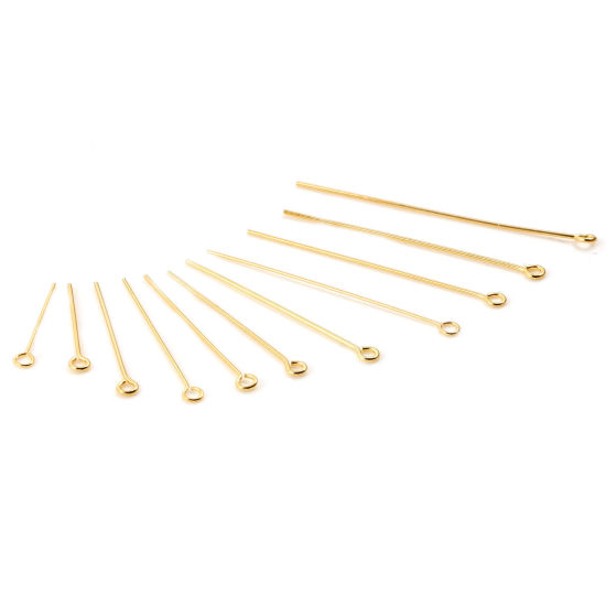 Picture of Brass Eye Pins 18K Real Gold Plated 50 PCs