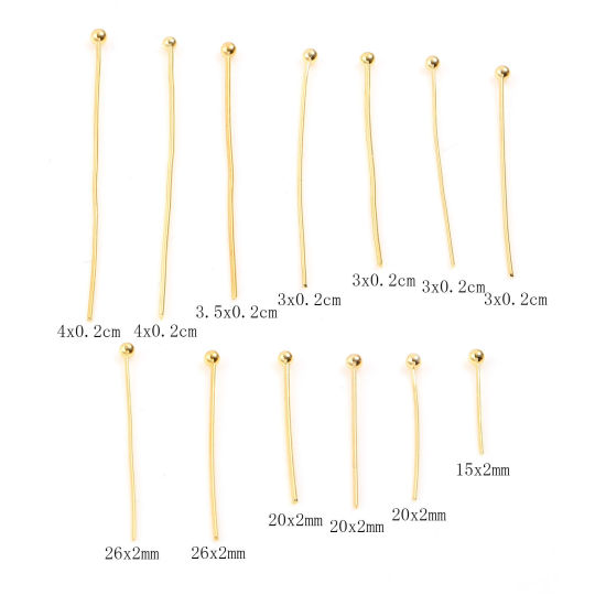 Picture of Brass Ball Head Pins 18K Real Gold Plated 50 PCs