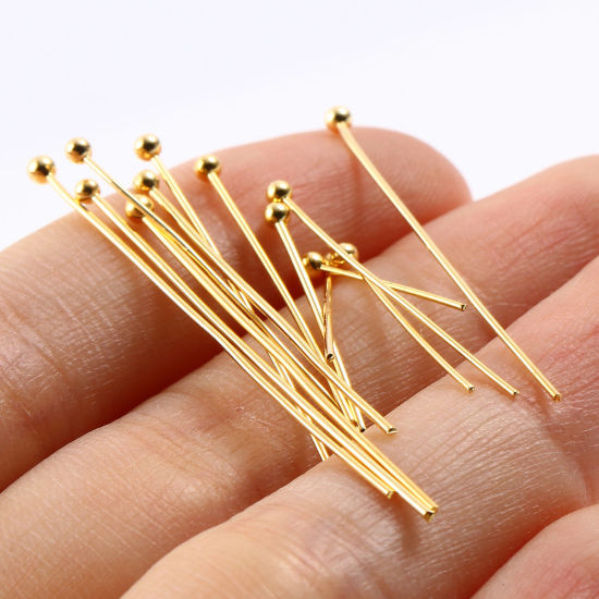 Picture of Brass Ball Head Pins 18K Real Gold Plated 50 PCs