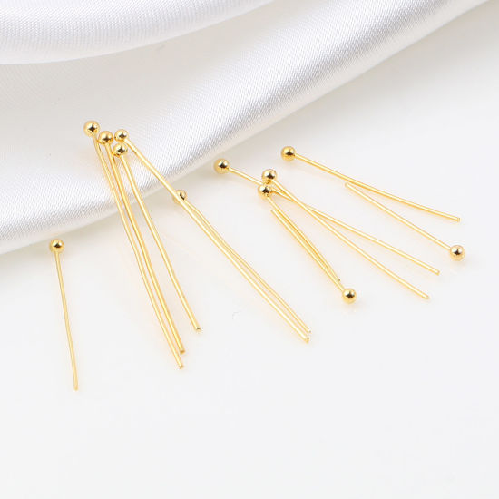 Picture of Brass Ball Head Pins 18K Real Gold Plated 50 PCs