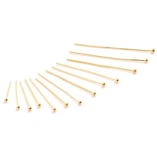 Picture of Brass Ball Head Pins 18K Real Gold Plated 50 PCs