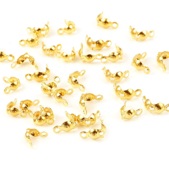 Picture of Brass Bead Tips (Knot Cover) 18K Real Gold Plated Round 20 PCs