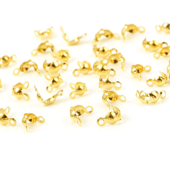 Picture of Brass Bead Tips (Knot Cover) 18K Real Gold Plated Round 20 PCs