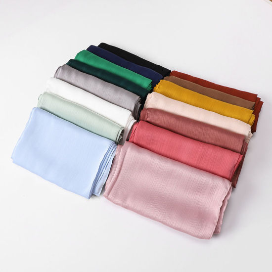 Picture of Polyester Crinkle Chiffon Women's Hijab Scarf Wrap Solid Color