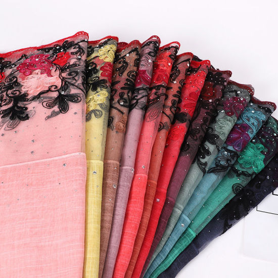 Picture of Lace Flower Women's Hijab Scarf Wrap Hot Fix Rhinestone