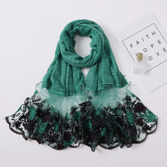 Picture of Lace Flower Women's Hijab Scarf Wrap Hot Fix Rhinestone