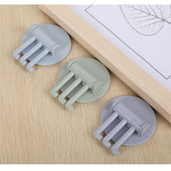 Picture of ABS Rotatable Adhesive Hooks Strong Bearing Wall Hanger Bathroom Kitchen Supplies