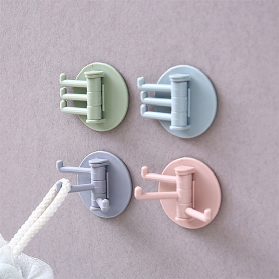 Picture of ABS Rotatable Adhesive Hooks Strong Bearing Wall Hanger Bathroom Kitchen Supplies